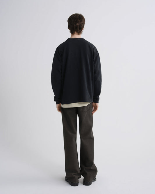 Men Lucan Long Sleeve Tee in Washed Black - Agolde