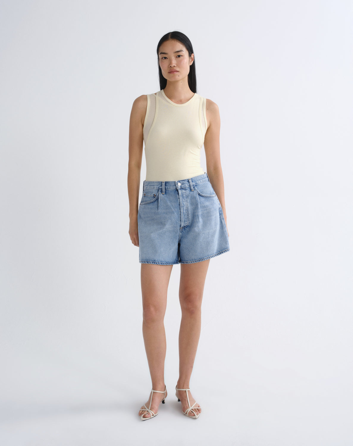 Women Rhoda Pleated A-Line Short in Raft - Agolde