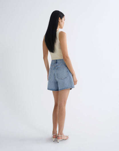 Women Rhoda Pleated A-Line Short in Raft - Agolde