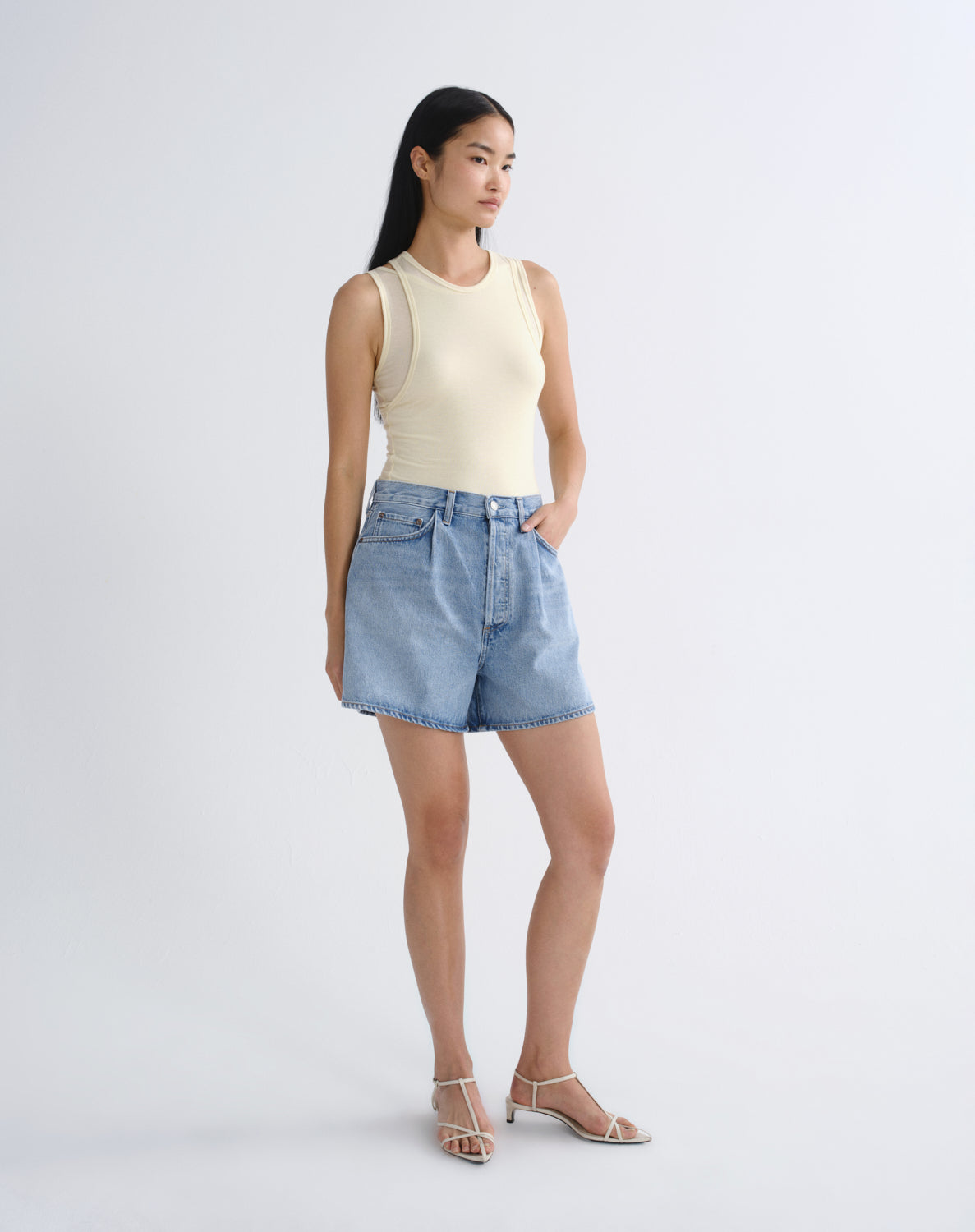 Women Rhoda Pleated A-Line Short in Raft - Agolde
