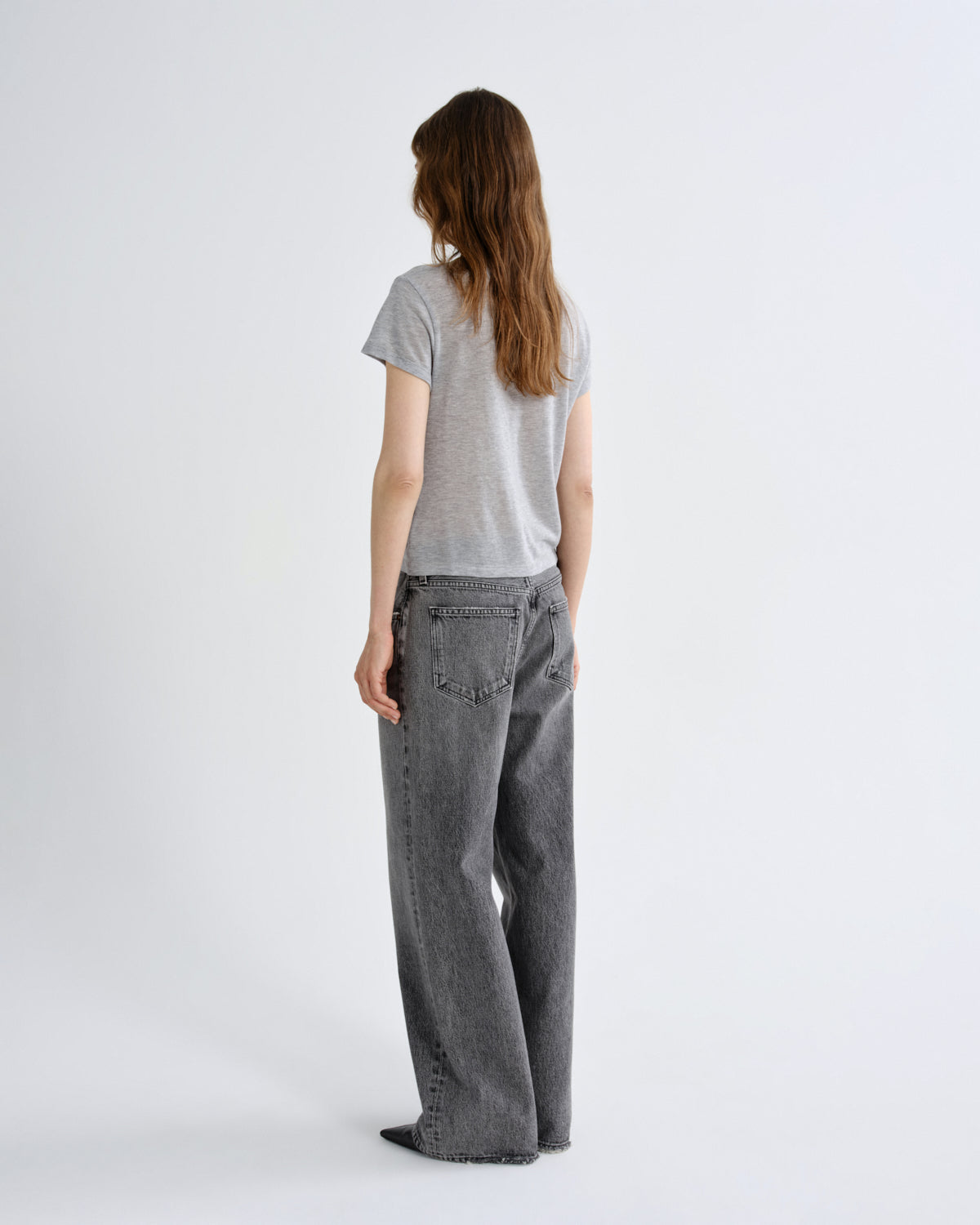Women Adine Shrunken Tee in Grey Heather - Agolde