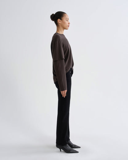 Women lois layered long sleeve boxy tee forge - Agolde