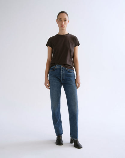 Women Long Line Adine Tee in Forge - Agolde