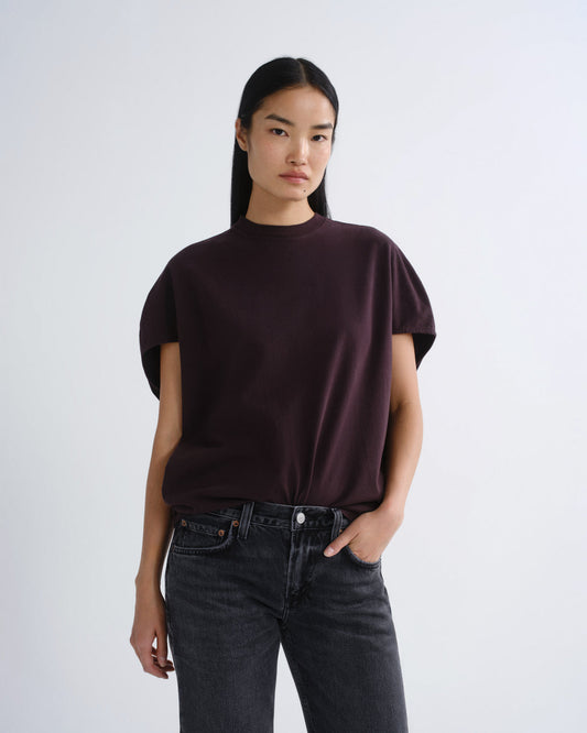 Women Souline Mock Neckk Cocoon Tshirt in Eggplant - Agolde