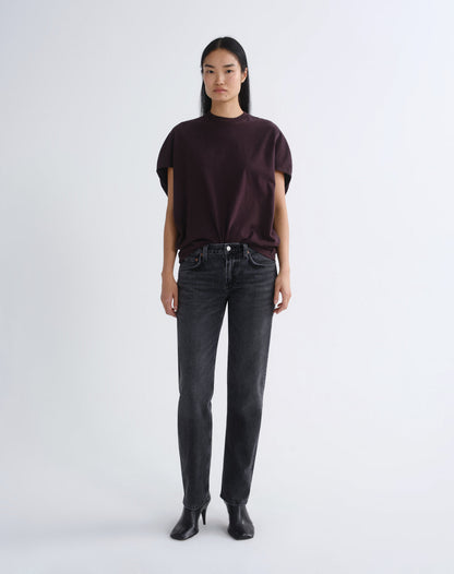 Women Souline Mock Neckk Cocoon Tshirt in Eggplant - Agolde