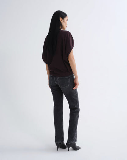Women Souline Mock Neckk Cocoon Tshirt in Eggplant - Agolde