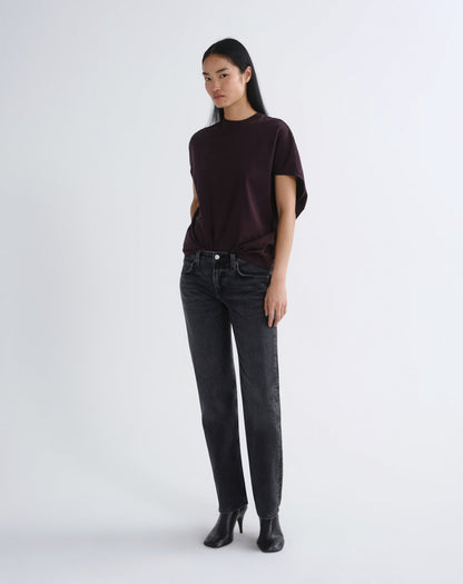 Women Souline Mock Neckk Cocoon Tshirt in Eggplant - Agolde
