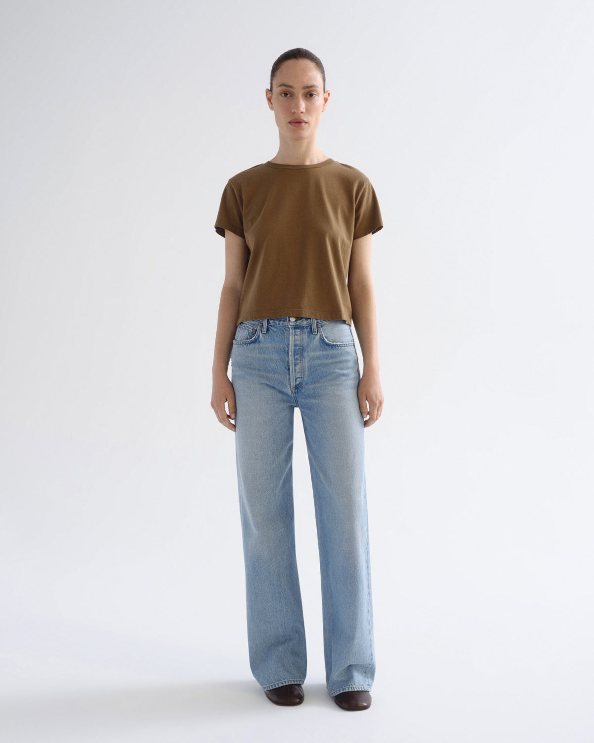 Women Adine Shrunken Tee in Hamoa - Agolde
