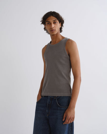Men Viggo Rib Tank in Pewter - Agolde