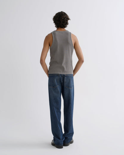 Men Viggo Rib Tank in Pewter - Agolde