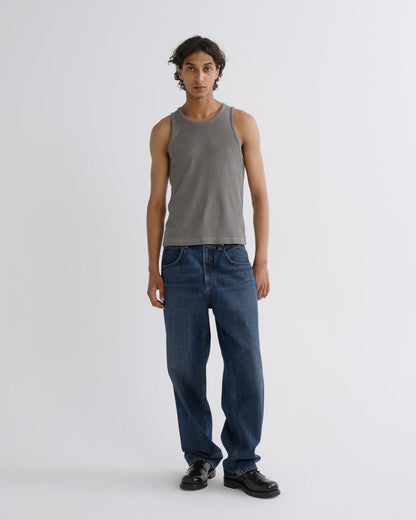 Men Viggo Rib Tank in Pewter - Agolde