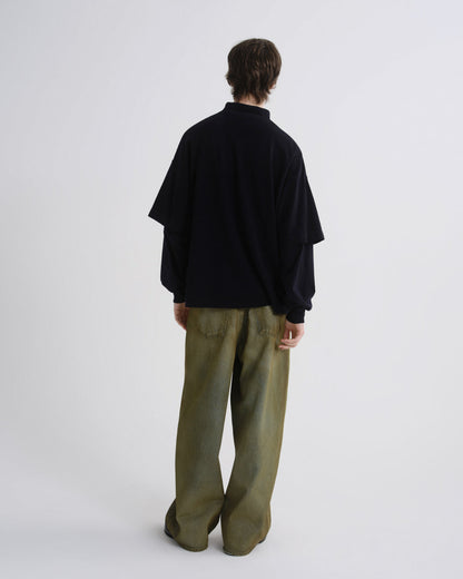 Men Curren Double Sleeve Polo in Blackened Navy - Agolde