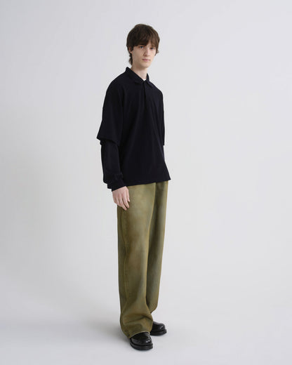 Men Curren Double Sleeve Polo in Blackened Navy - Agolde