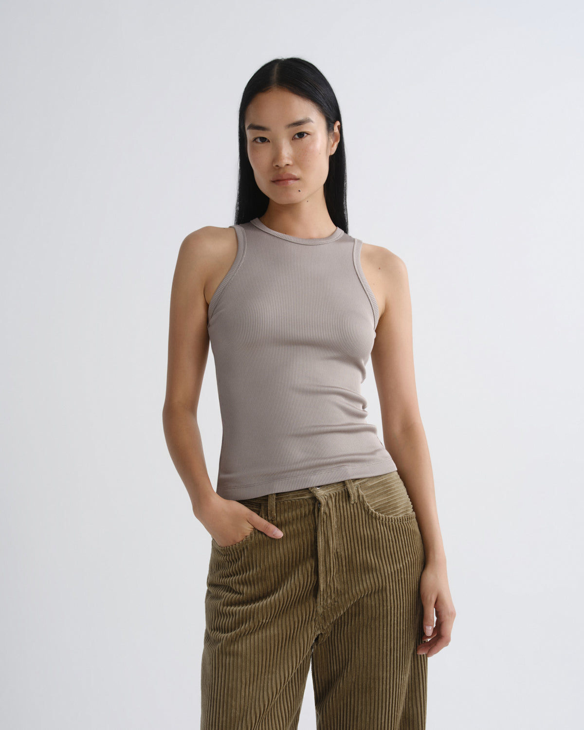 Women andre racer tank taupe - Agolde