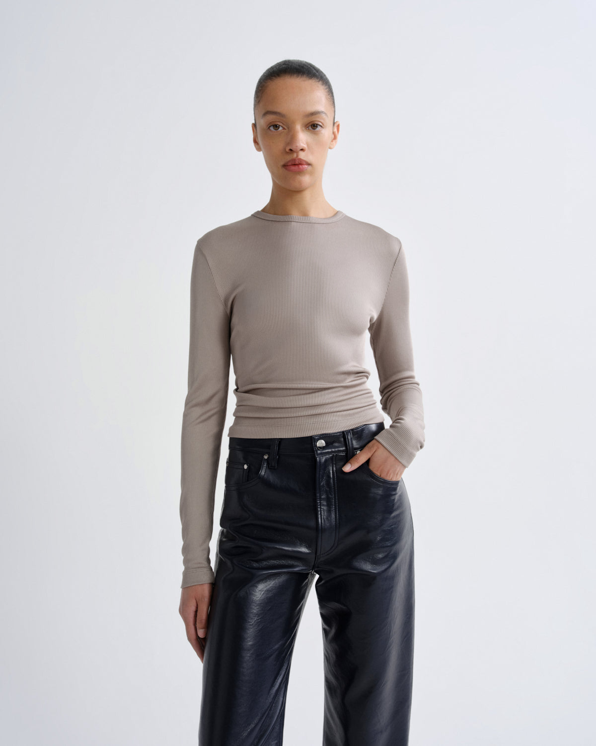 Women delphi slim tee taupe - Agolde