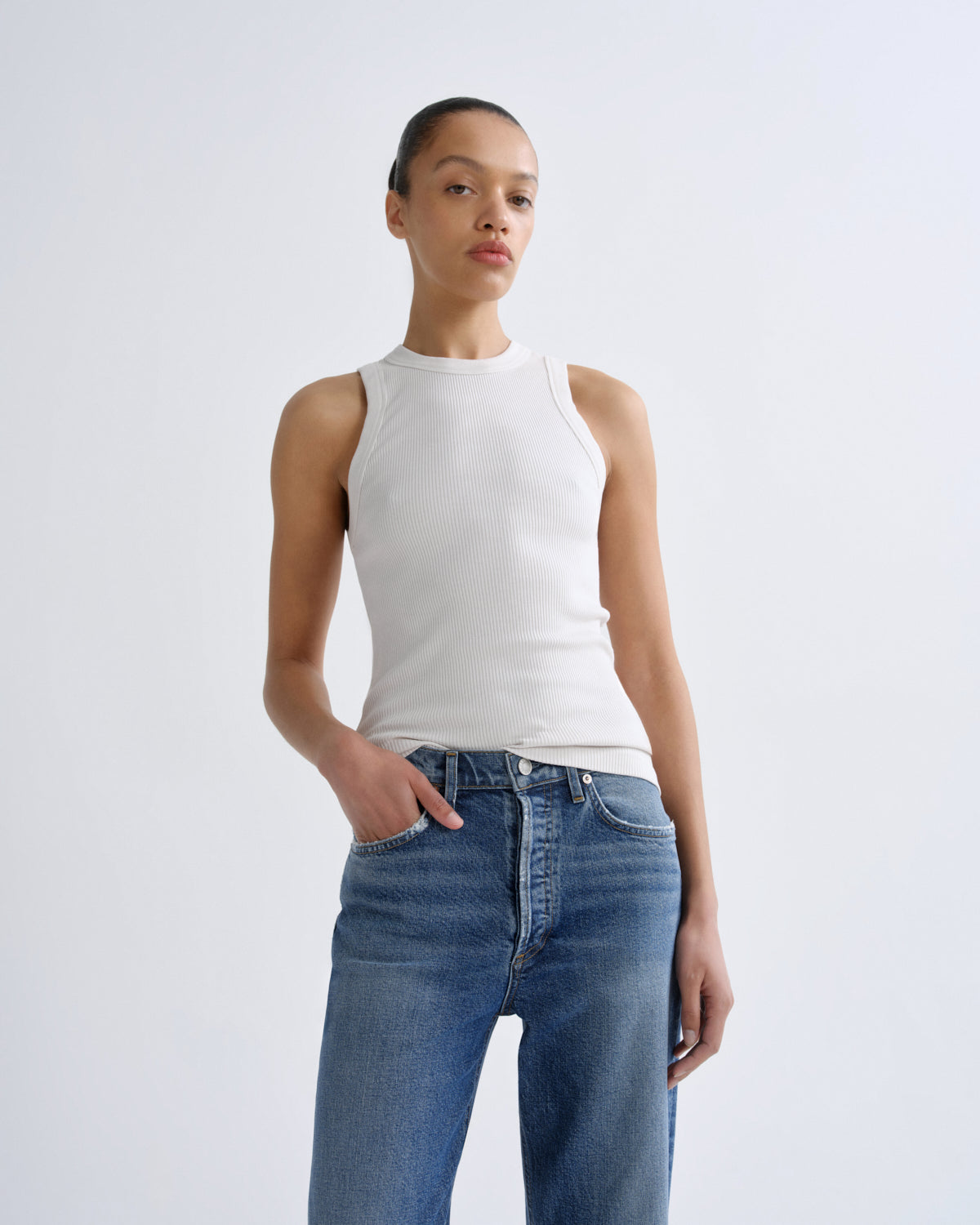 Women Leigh Tank in Powder - Agolde