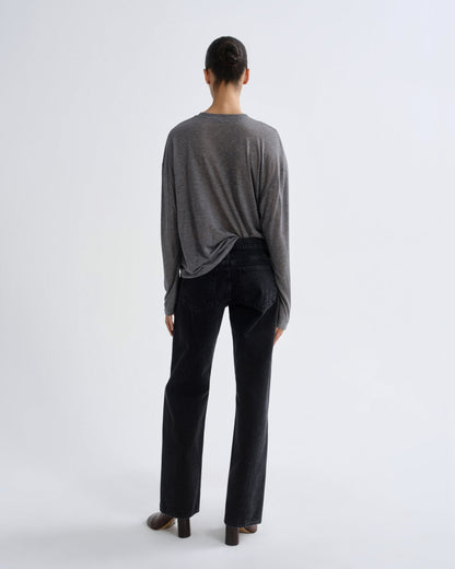 Women Sasha Long Sleeve Boyfriend Tee in Grey Heather - Agolde